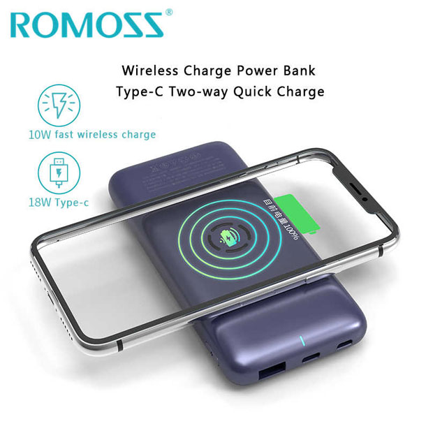 ROMOSS WSL10 WIRELESS POWER BANK 10000MAH TWO WAY QUICK CHARGE